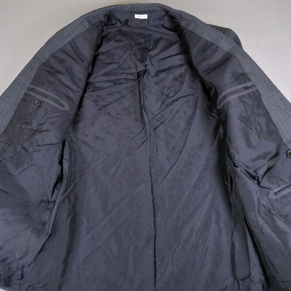 Brioni Double Breasted Blazer Mens 42 Charcoal Gray Striped Birdseye Sport Coat